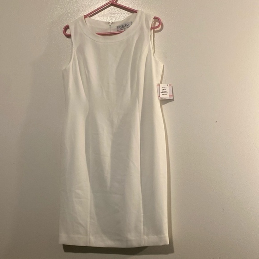 Kasper Vanilla Ice white sleeveless back zip up stunning lined dress 10P